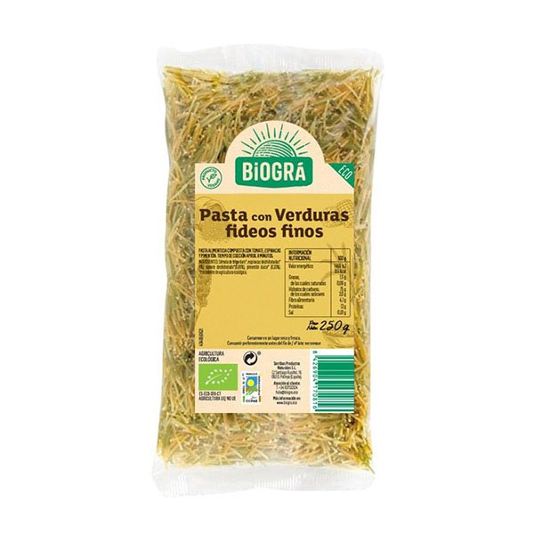 8426904170816-Biogra-Fideos-finos-con-Verduras-1 Fideo fino con verduras 250 g - Imagen 1
