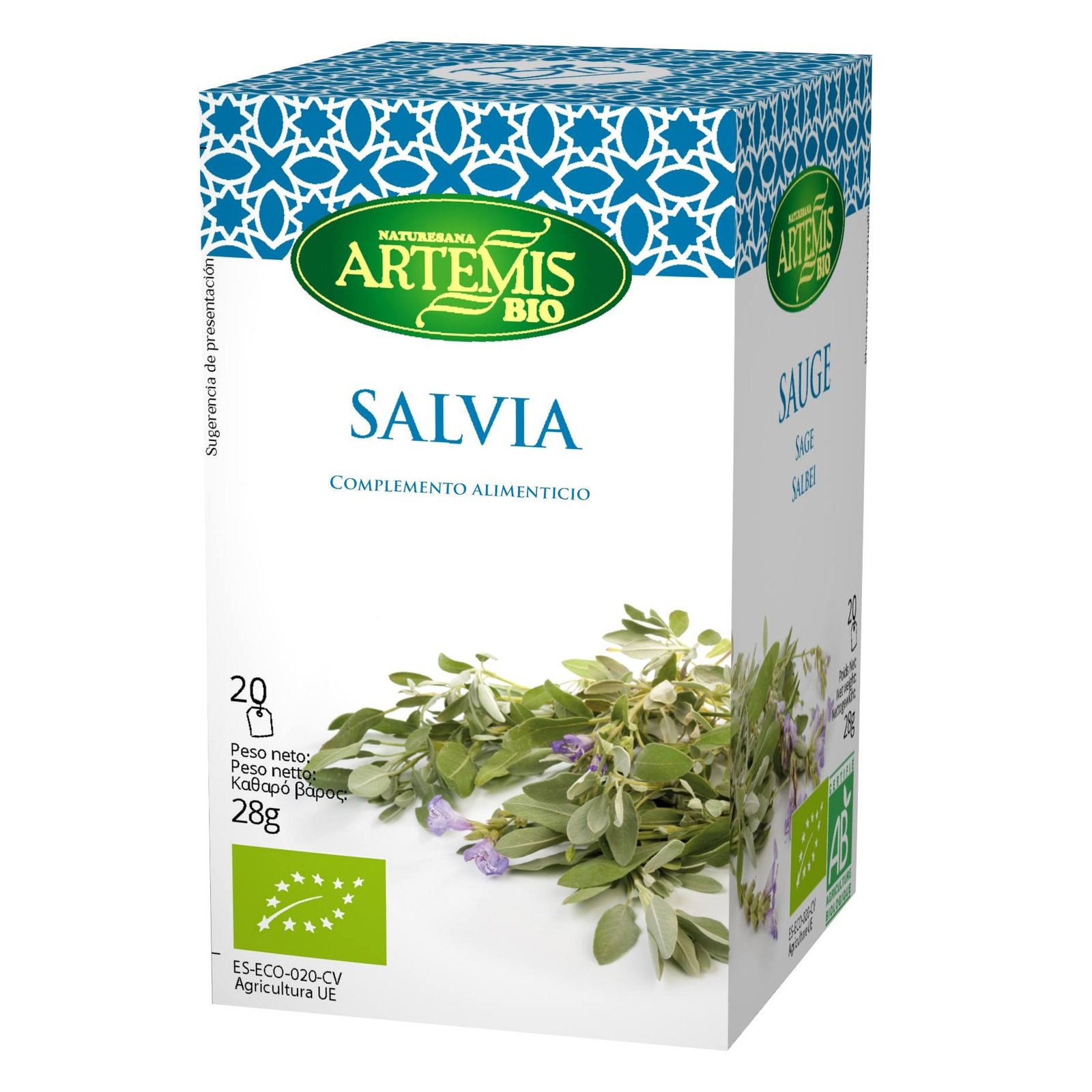 CI02SALVIA Complemento Alimenticio de Salvia -ECO- 28g/Food supplement of Sage -ECO- Tea bags 28g - Imagen 1