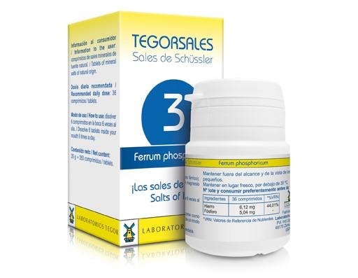 Tegorsales-3-Ferrum-phosphoricum-inflamacion-Fiebre-Falta-energia-Defensas-bajas-Anemia-Difosfato-ferrico-tegor Tegorsal 3, 350 comprimidos - Imagen 1