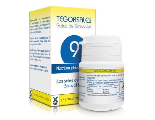 Tegorsales-9-Natrium-phosphoricum-Exceso-colesterol-trigliceridos-acido-lactico-acido-urico-Difosfato-ferrico-sodio-tegor Tegorsal 9, 350 comprimidos - Imagen 1