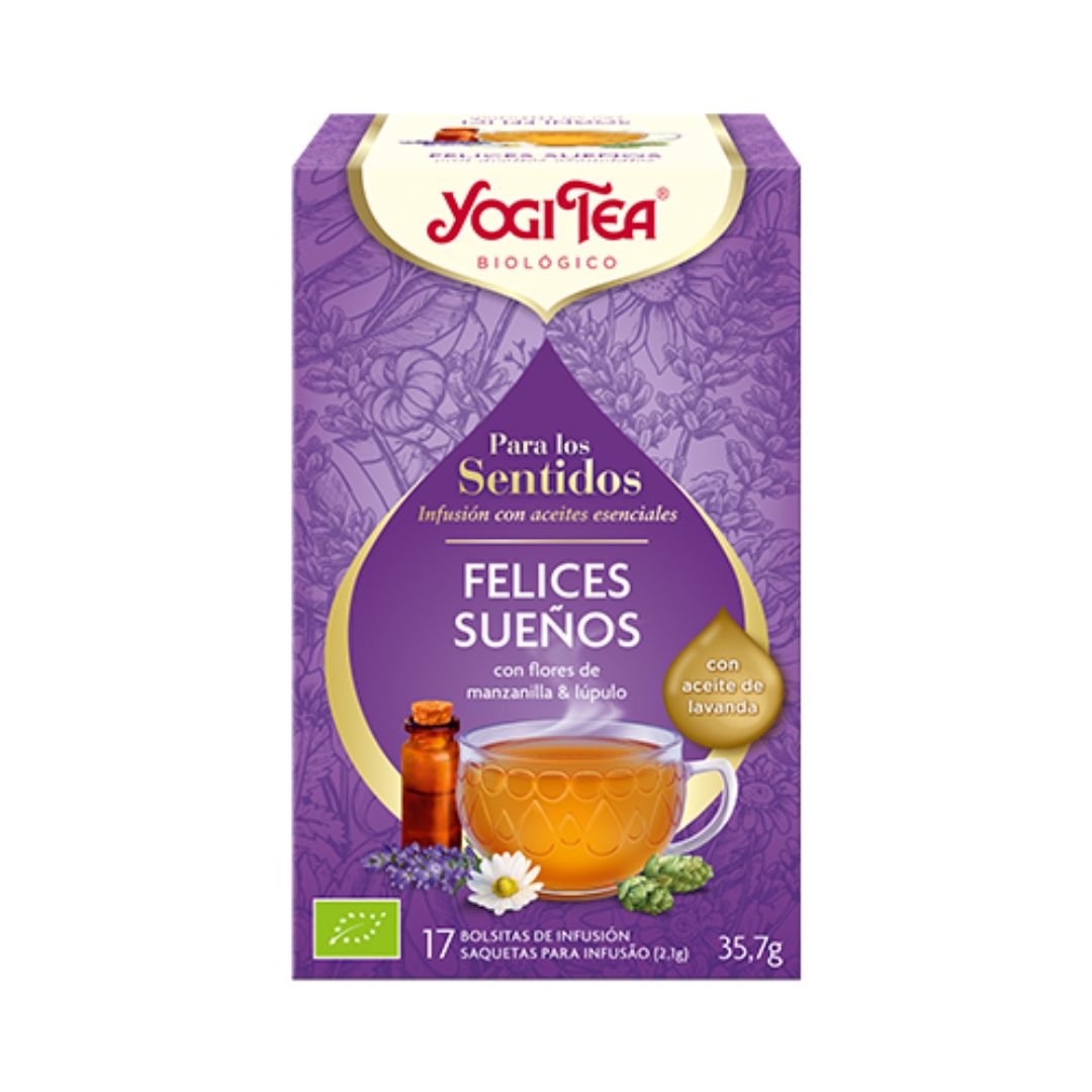 xr:d:DAFM9MDnPZ8:103,j:41963190643,t:22112323 Yogi Tea para los sentidos Felices Sueños 17x1,8 g - Imagen 1