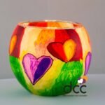 Cristal luminiscente corazones coloridos