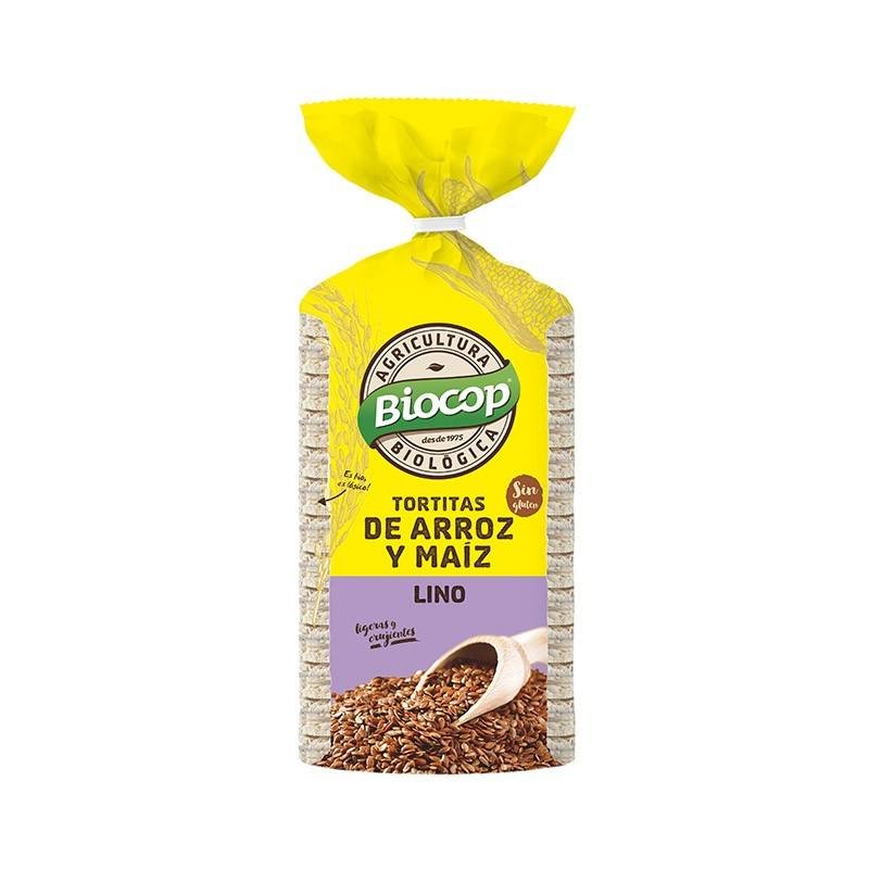 Tortita de arroz, maíz y semillas de lino Biocop 200 g - Imagen 1